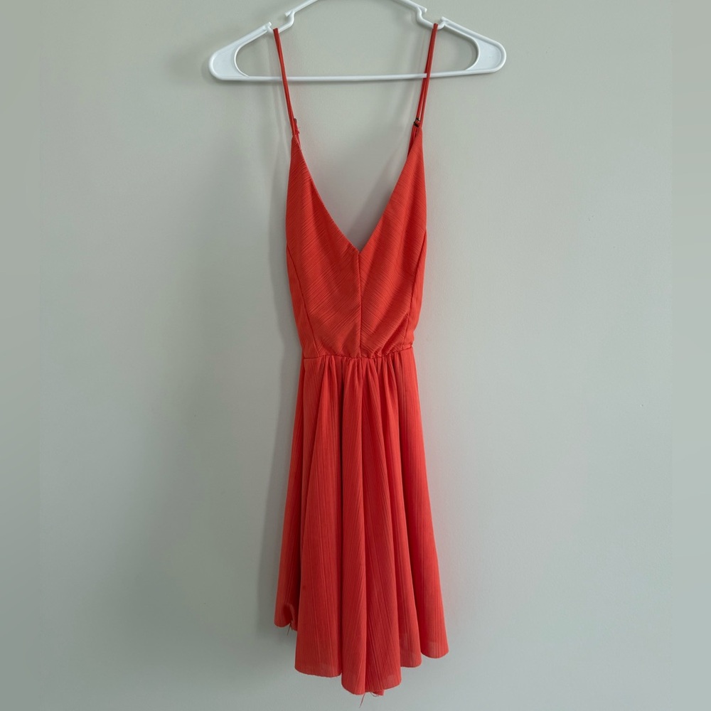 Elegant Coral Spaghetti Strap Romper